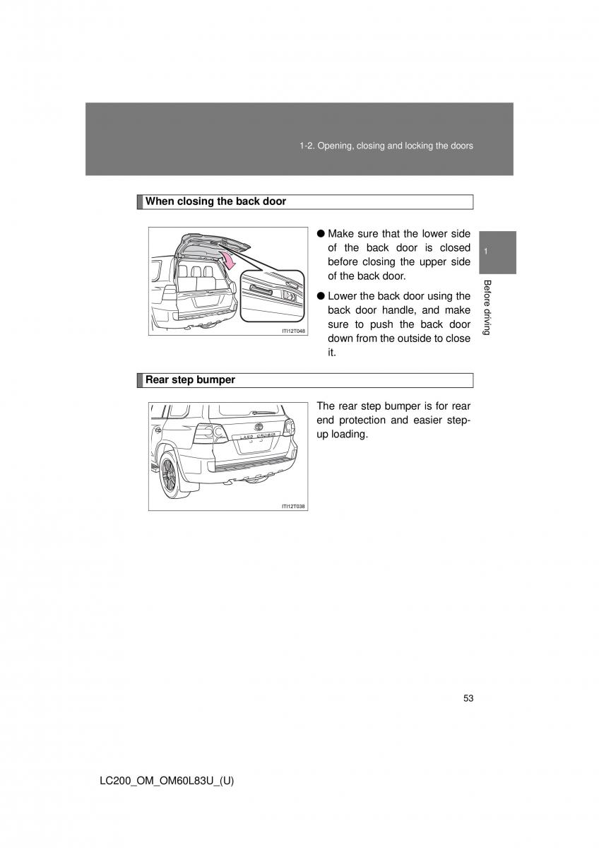 Toyota Land Cruiser J200 owners manual / page 53