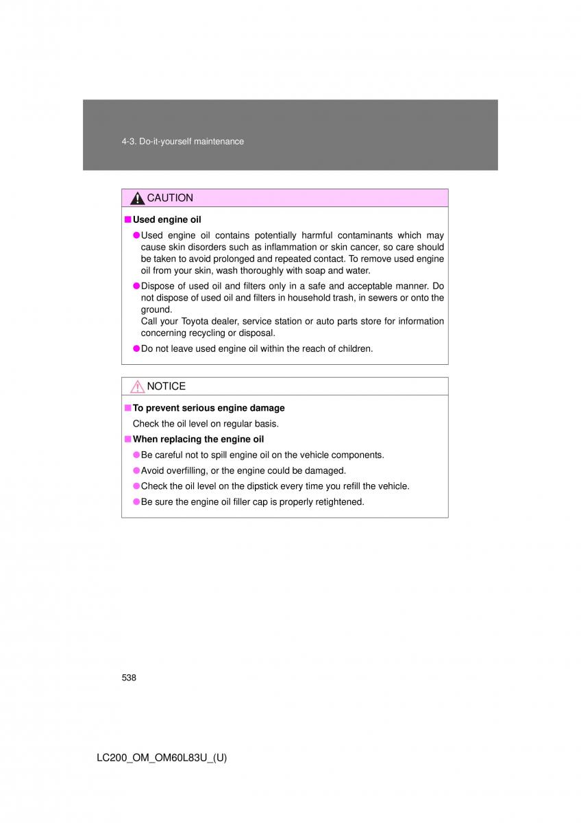 Toyota Land Cruiser J200 owners manual / page 538