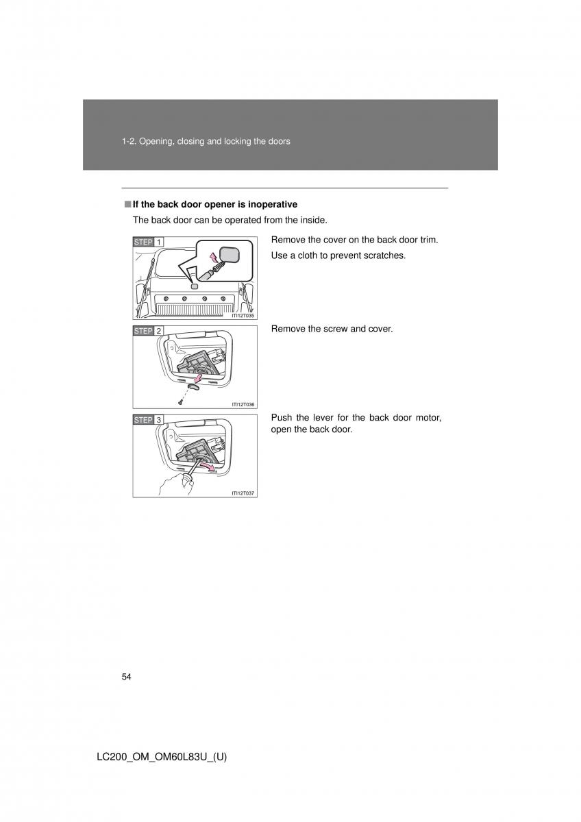 Toyota Land Cruiser J200 owners manual / page 54