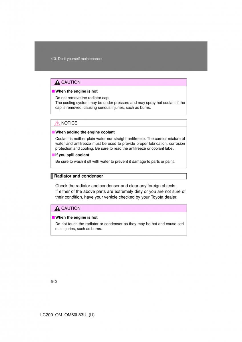 Toyota Land Cruiser J200 owners manual / page 540