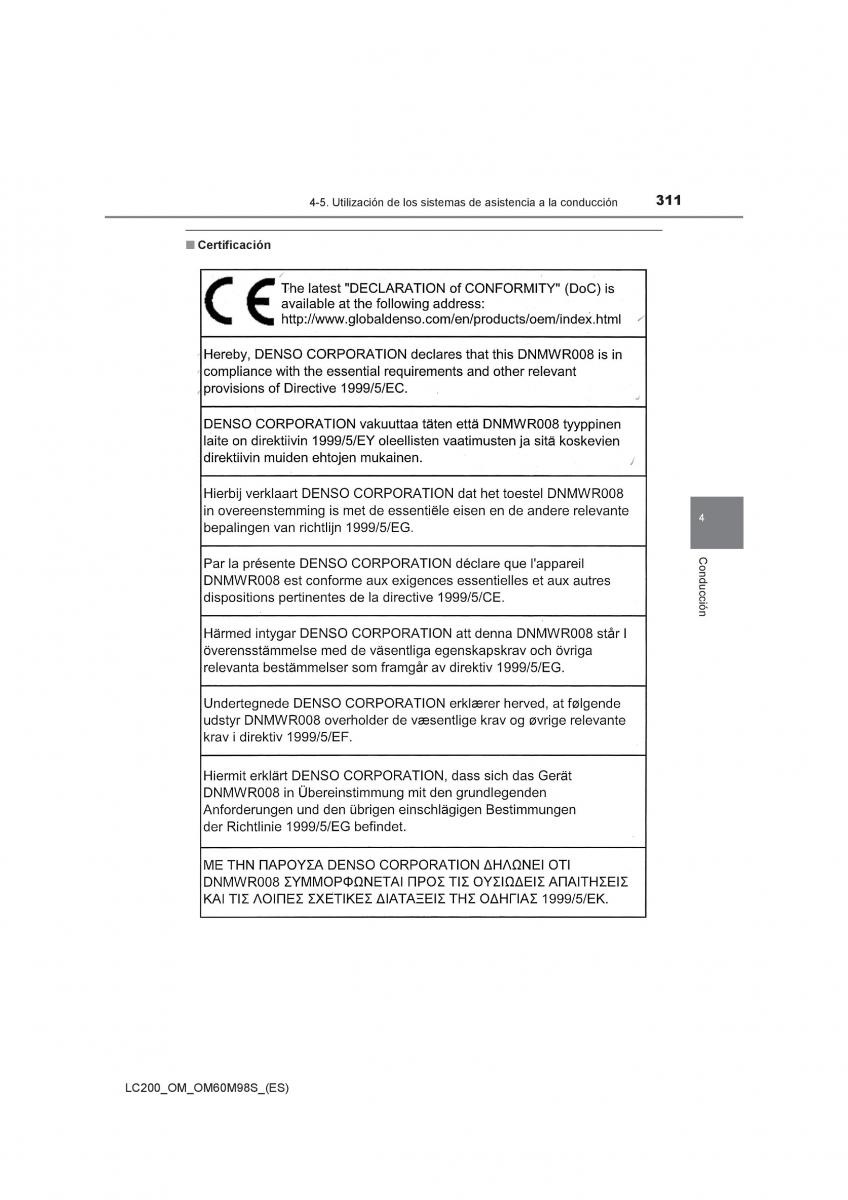 Toyota Land Cruiser J200 manual del propietario / page 311