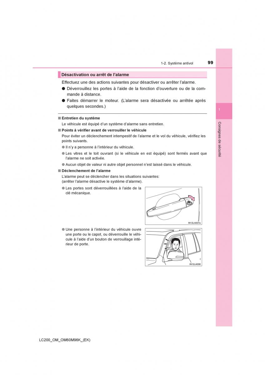 Toyota Land Cruiser J200 manuel du proprietaire / page 99