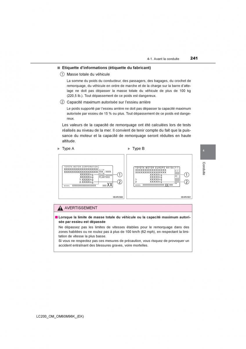 Toyota Land Cruiser J200 manuel du proprietaire / page 241