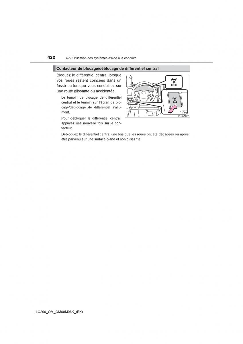 Toyota Land Cruiser J200 manuel du proprietaire / page 422