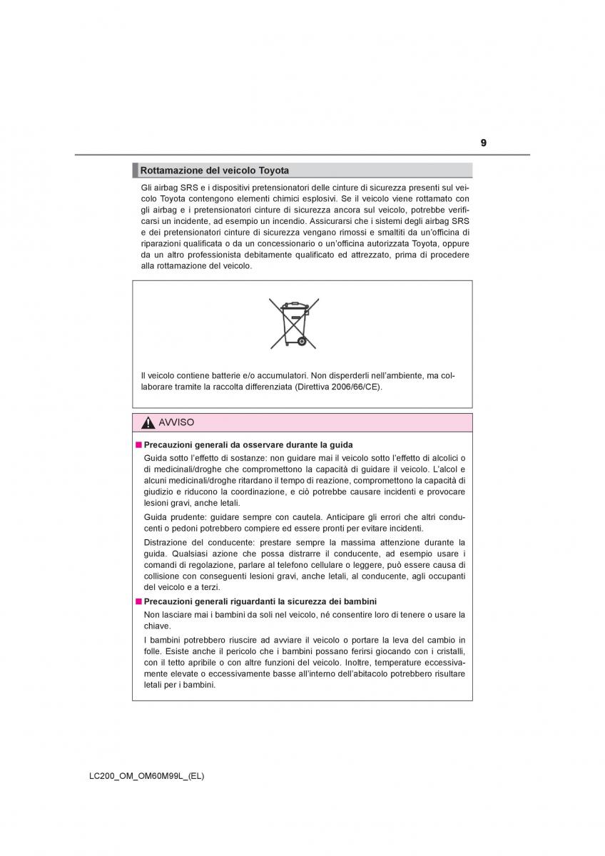 Toyota Land Cruiser J200 manuale del proprietario / page 9