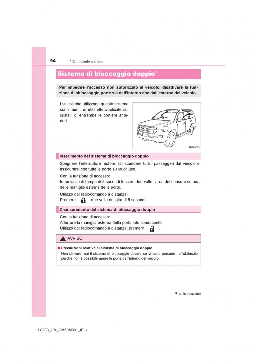 Toyota Land Cruiser J200 manuale del proprietario / page 94