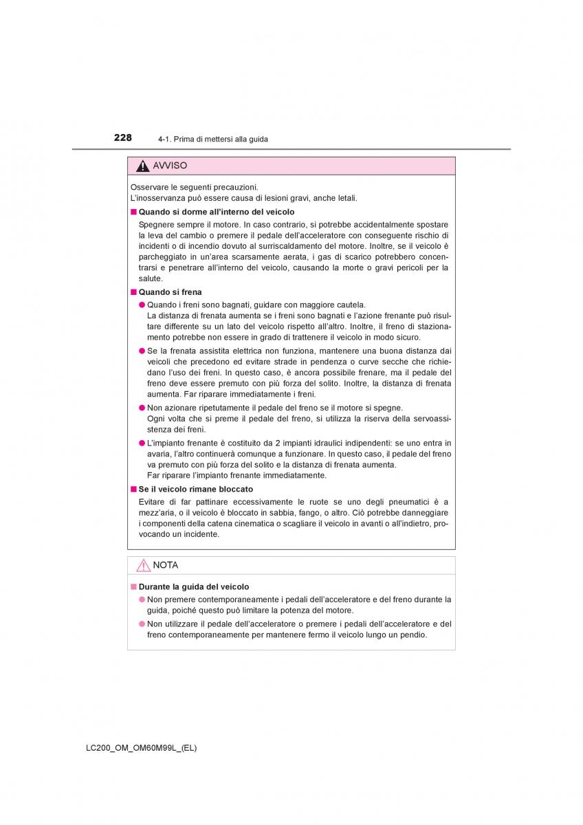 Toyota Land Cruiser J200 manuale del proprietario / page 228