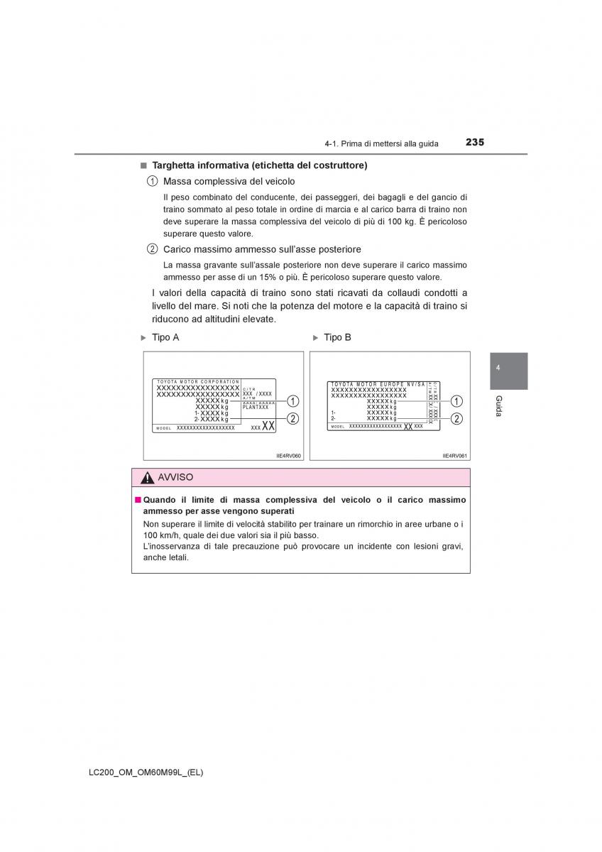 Toyota Land Cruiser J200 manuale del proprietario / page 235