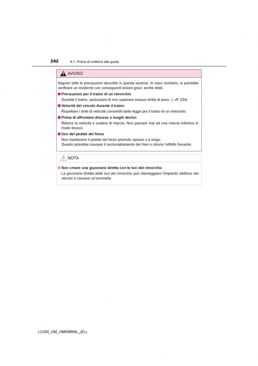 Toyota Land Cruiser J200 manuale del proprietario / page 242