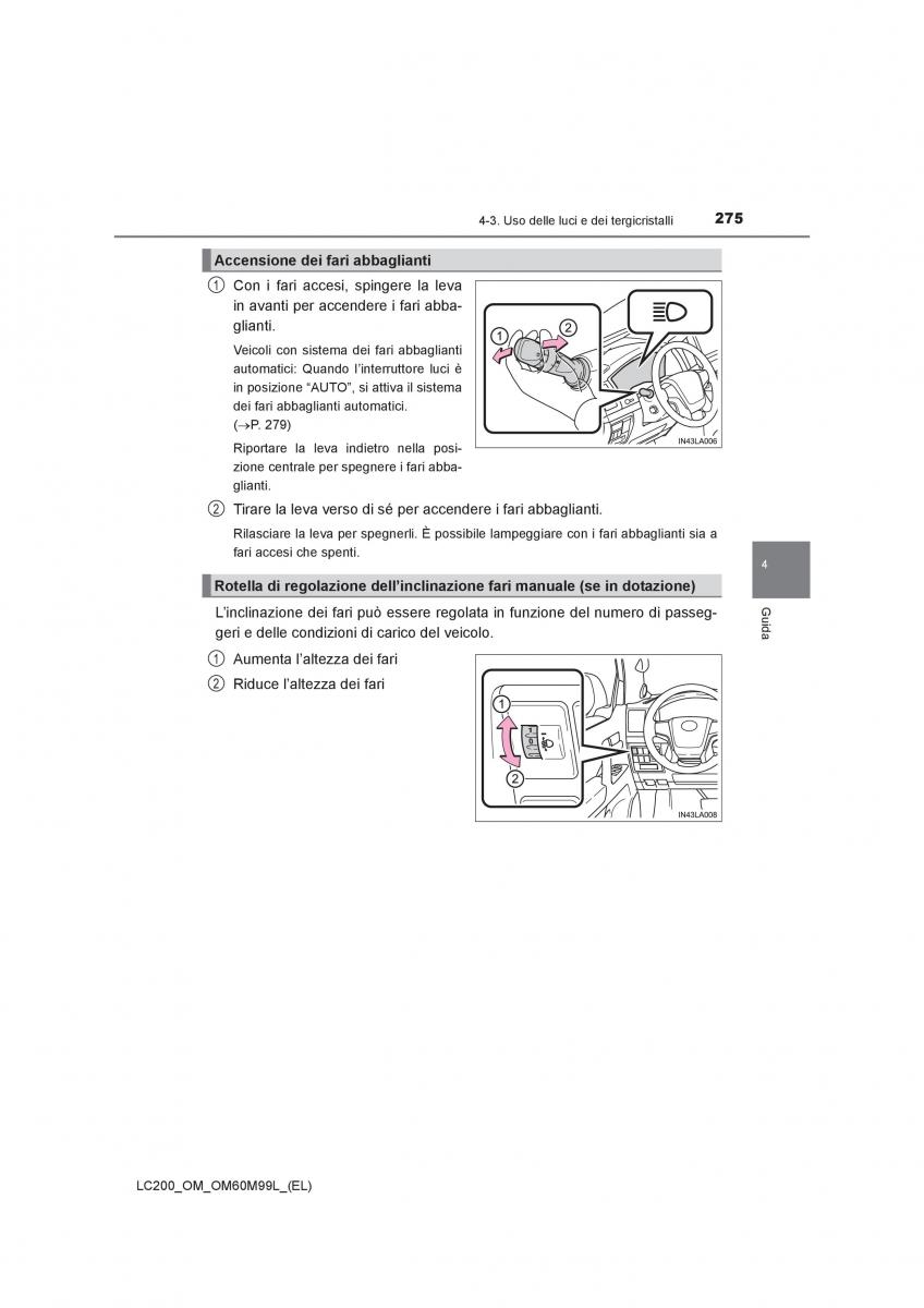 Toyota Land Cruiser J200 manuale del proprietario / page 275