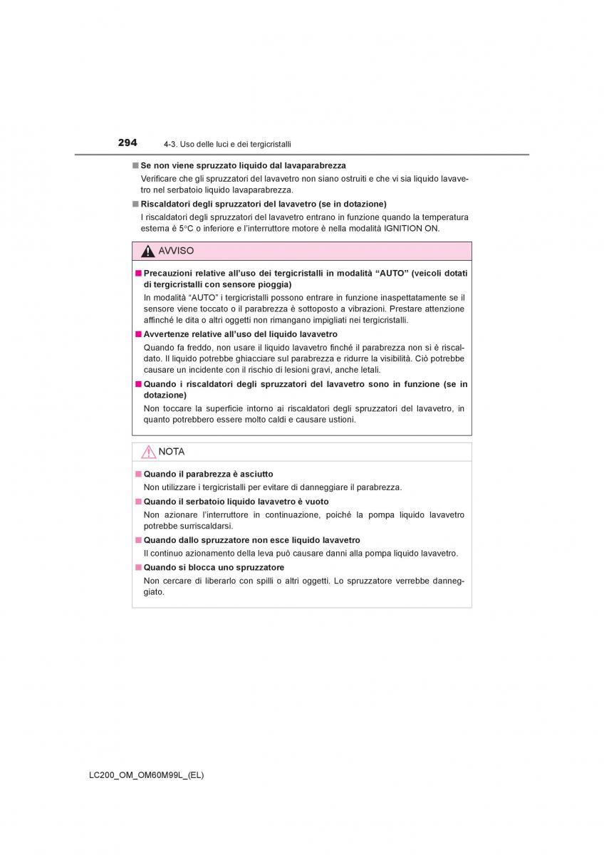 Toyota Land Cruiser J200 manuale del proprietario / page 294