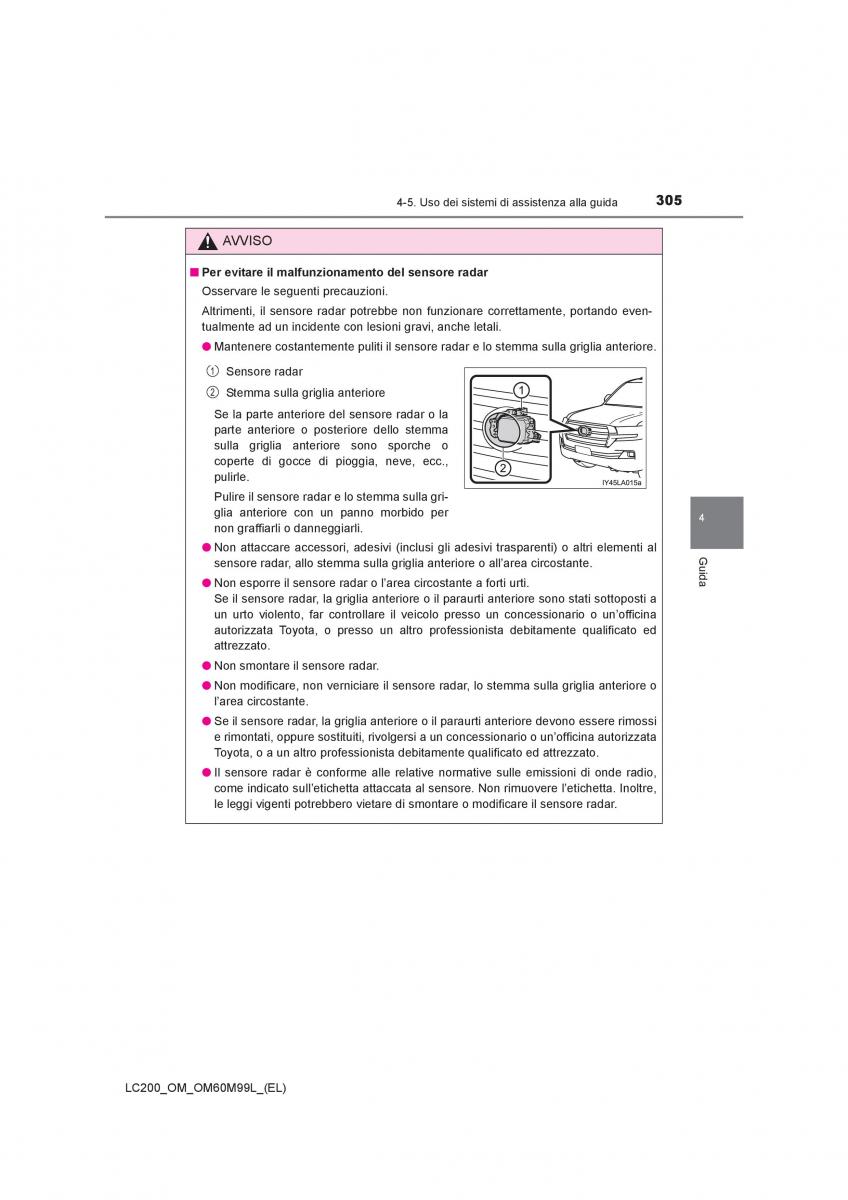 Toyota Land Cruiser J200 manuale del proprietario / page 305