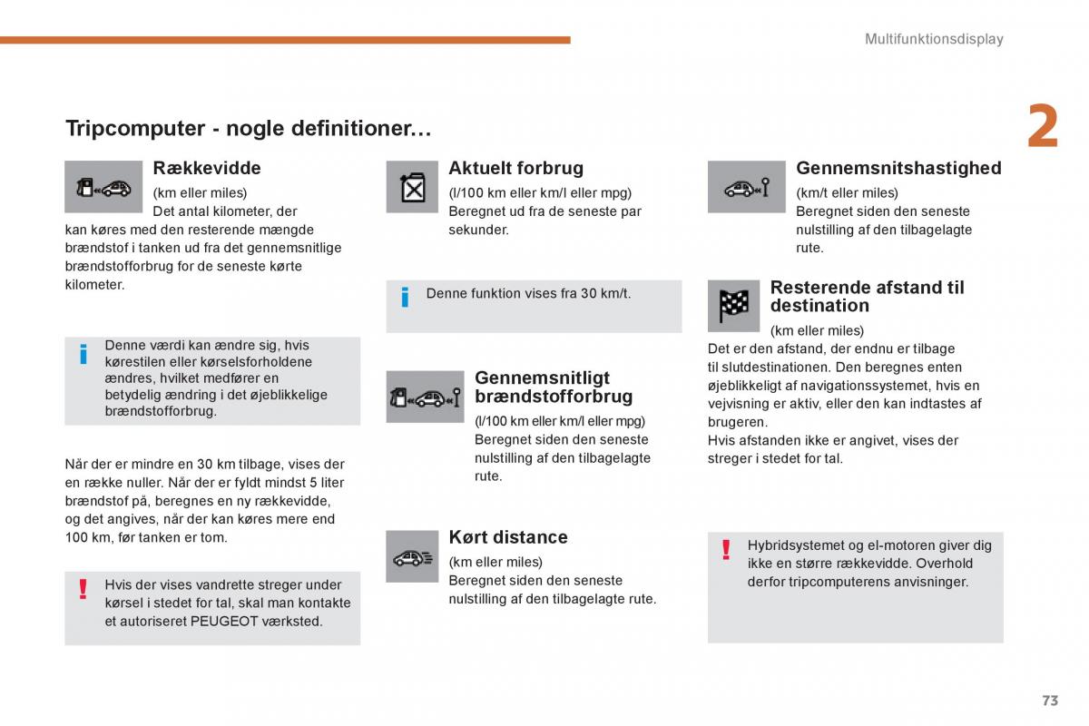 Peugeot 3008 Hybrid Bilens instruktionsbog / page 75