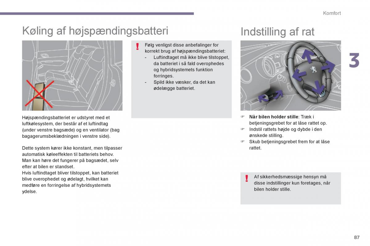 Peugeot 3008 Hybrid Bilens instruktionsbog / page 89