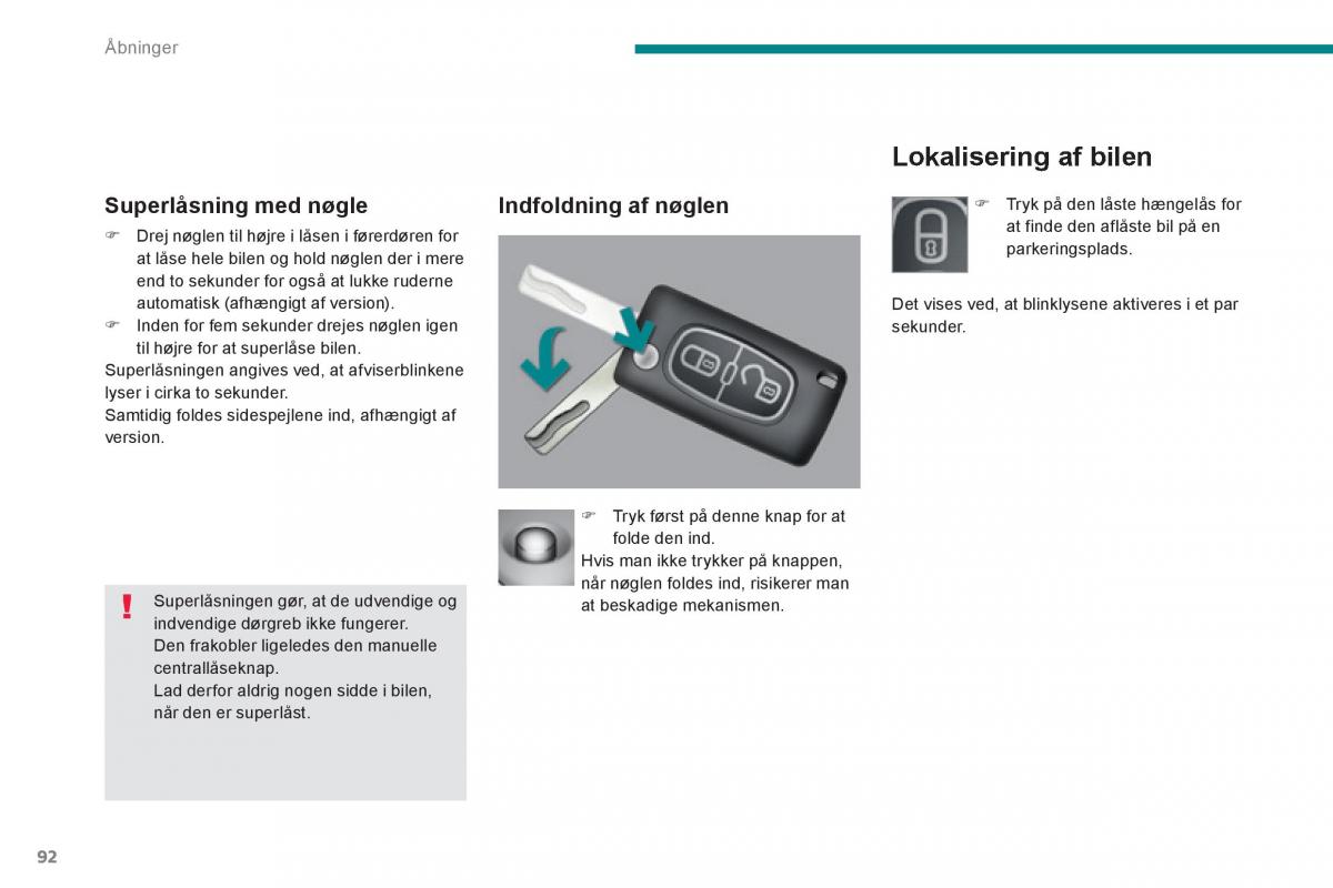 Peugeot 3008 Hybrid Bilens instruktionsbog / page 94