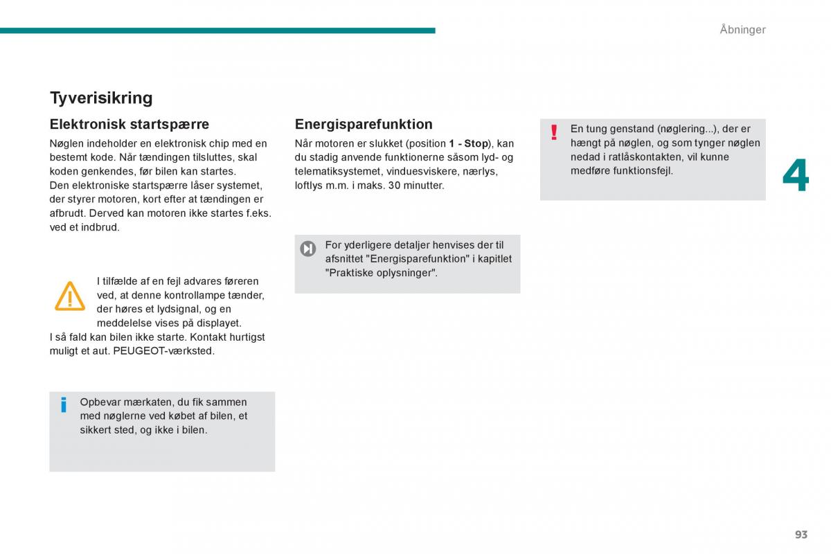 Peugeot 3008 Hybrid Bilens instruktionsbog / page 95