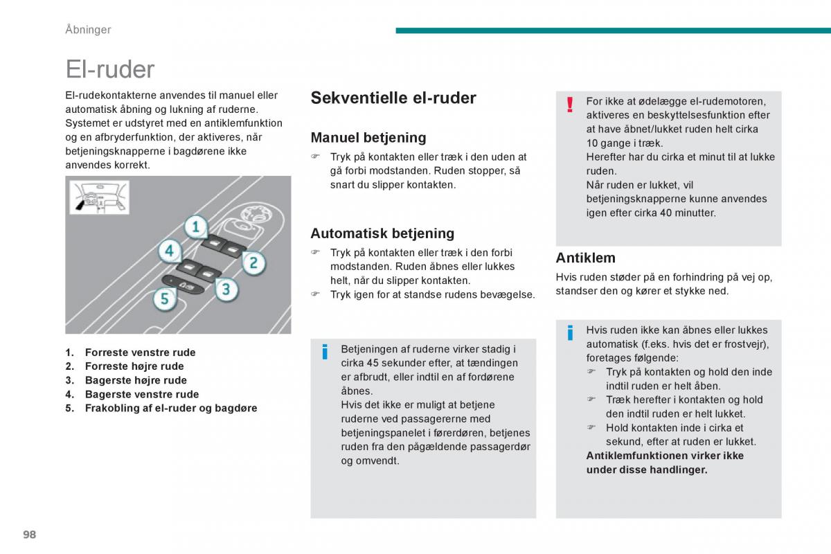 Peugeot 3008 Hybrid Bilens instruktionsbog / page 100