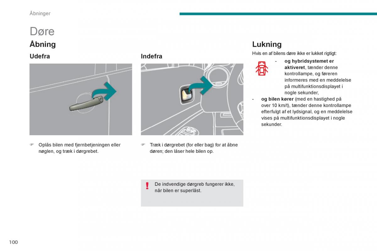 Peugeot 3008 Hybrid Bilens instruktionsbog / page 102