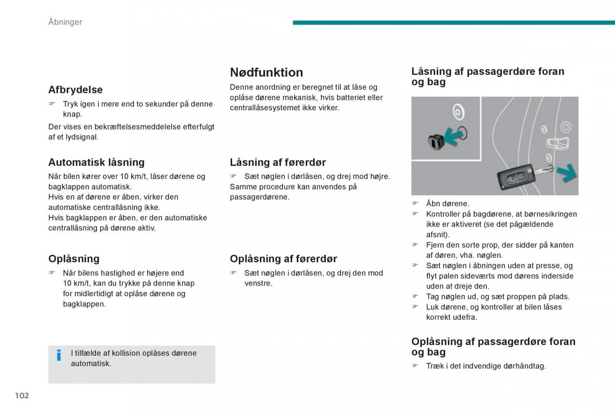 Peugeot 3008 Hybrid Bilens instruktionsbog / page 104