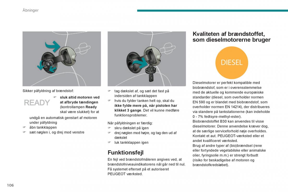 Peugeot 3008 Hybrid Bilens instruktionsbog / page 108