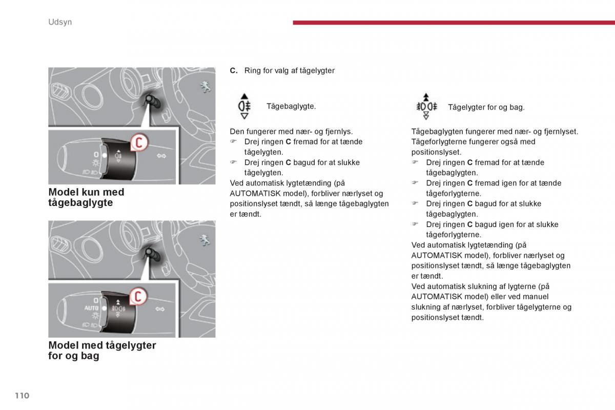 Peugeot 3008 Hybrid Bilens instruktionsbog / page 112