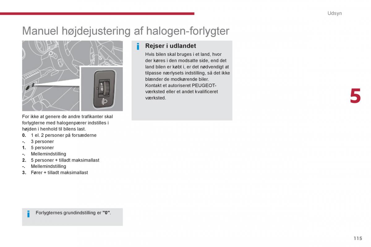 Peugeot 3008 Hybrid Bilens instruktionsbog / page 117