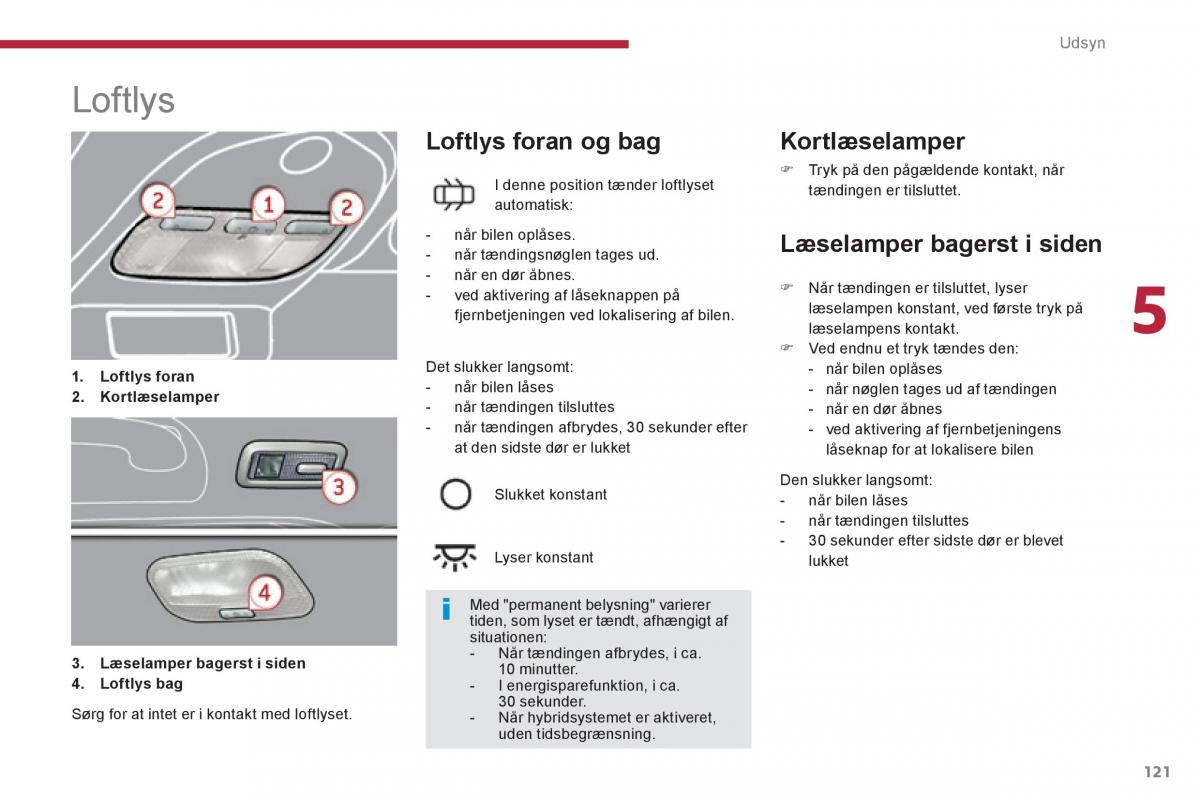 Peugeot 3008 Hybrid Bilens instruktionsbog / page 123