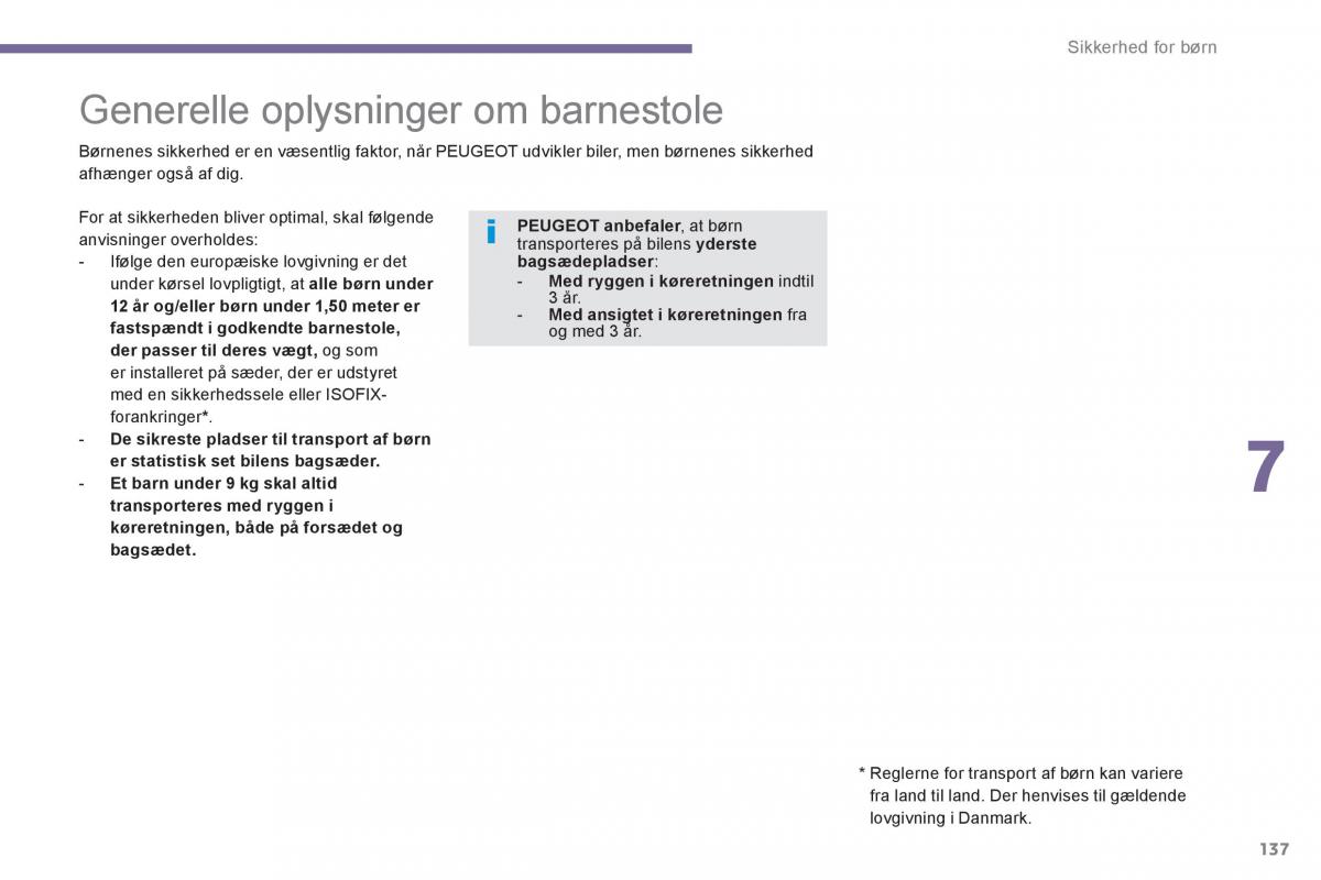 Peugeot 3008 Hybrid Bilens instruktionsbog / page 139