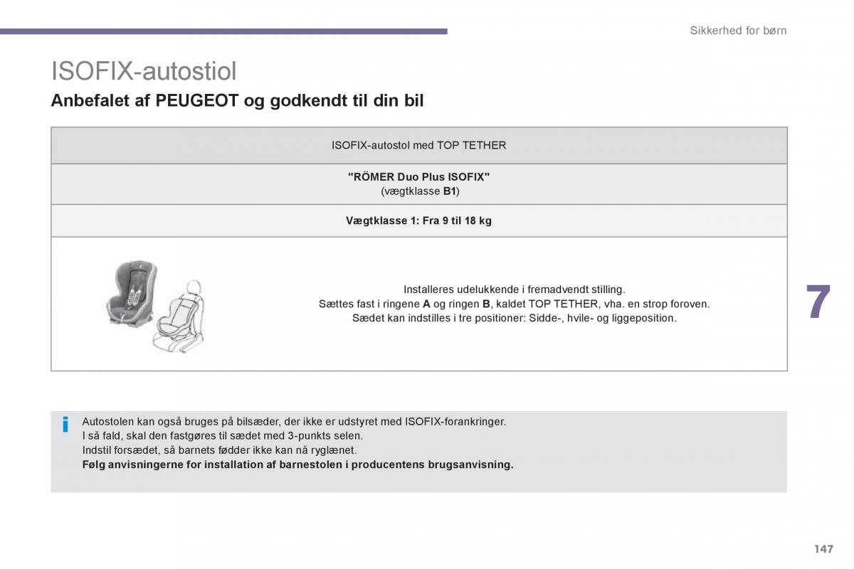 Peugeot 3008 Hybrid Bilens instruktionsbog / page 149