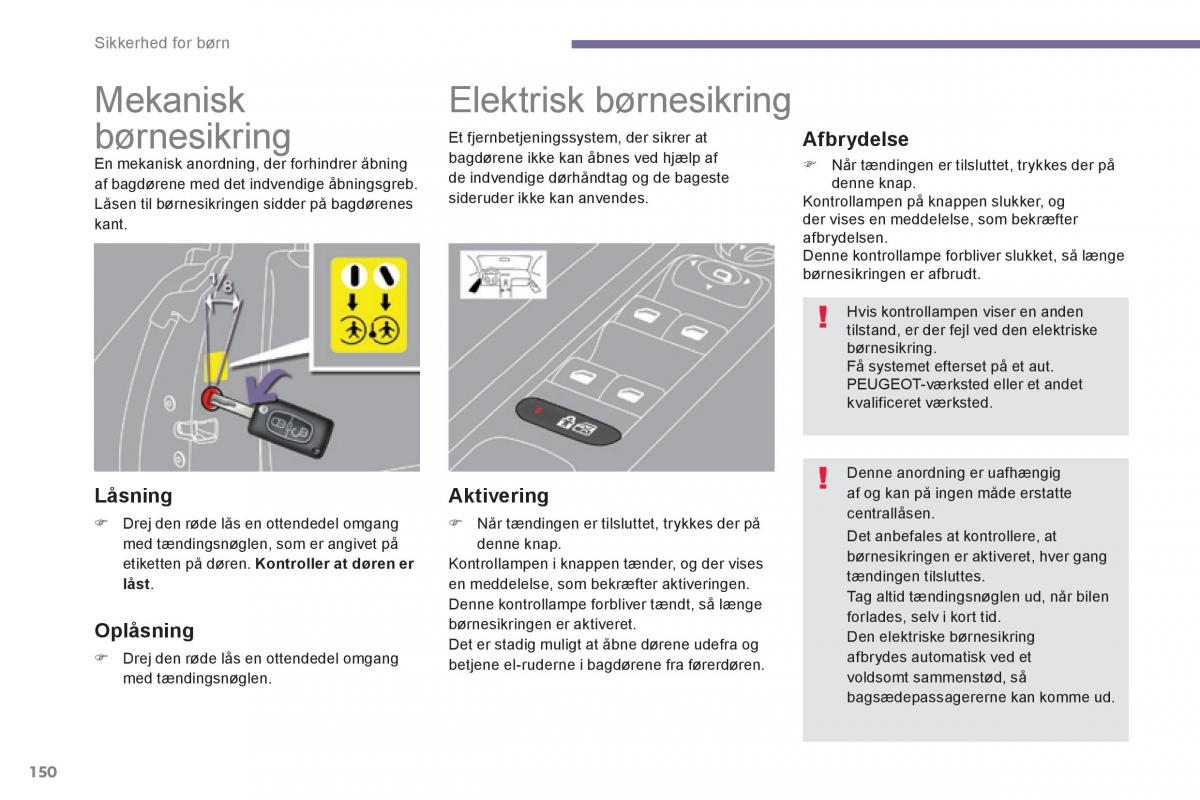 Peugeot 3008 Hybrid Bilens instruktionsbog / page 152