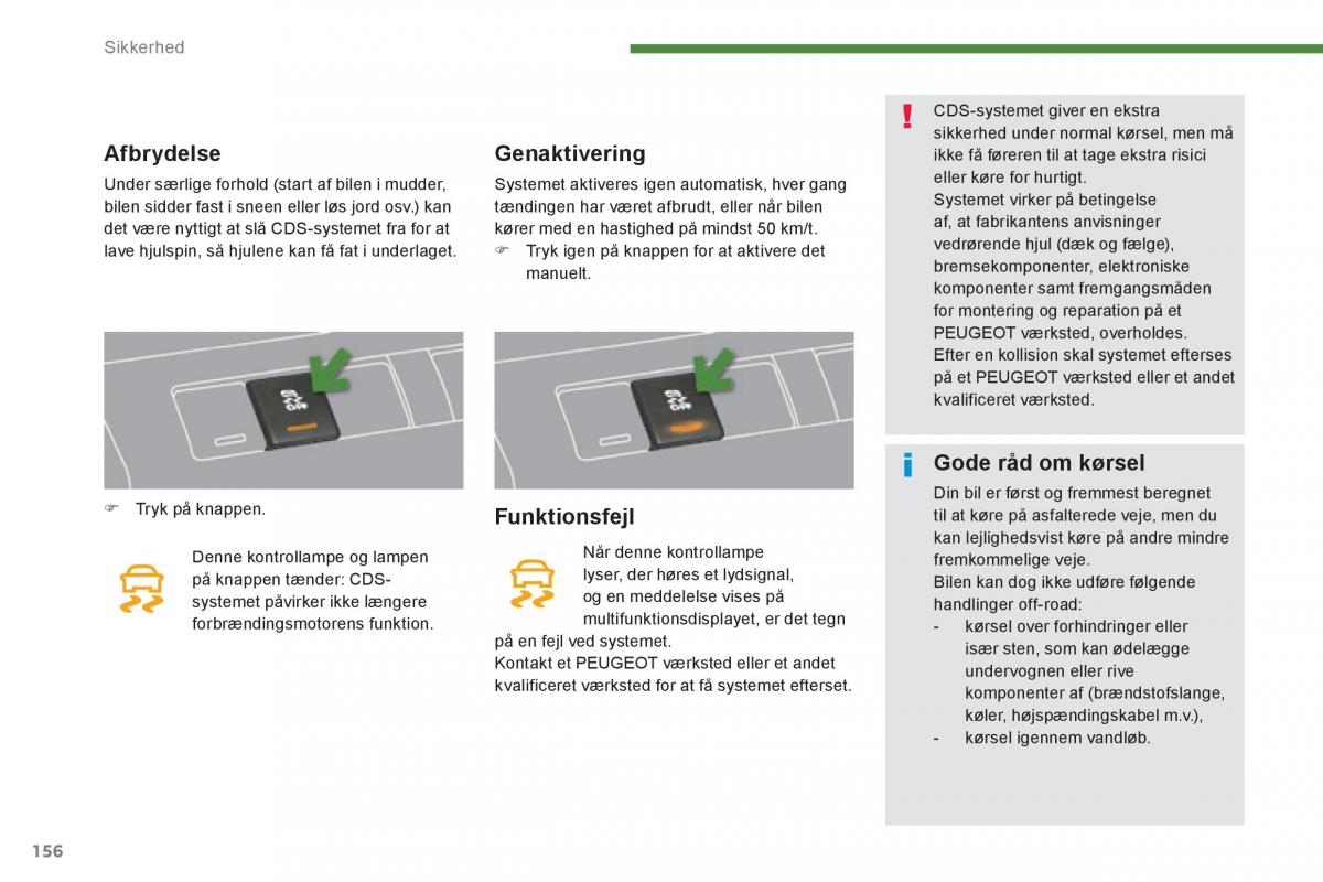 Peugeot 3008 Hybrid Bilens instruktionsbog / page 158