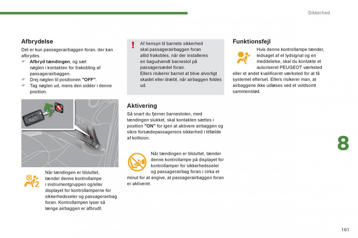 Peugeot 3008 Hybrid Bilens instruktionsbog / page 163