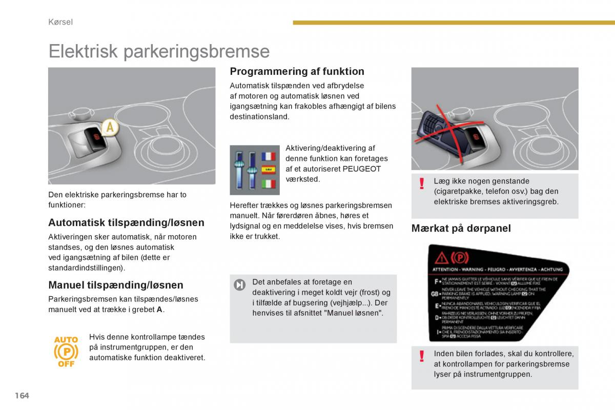 Peugeot 3008 Hybrid Bilens instruktionsbog / page 166