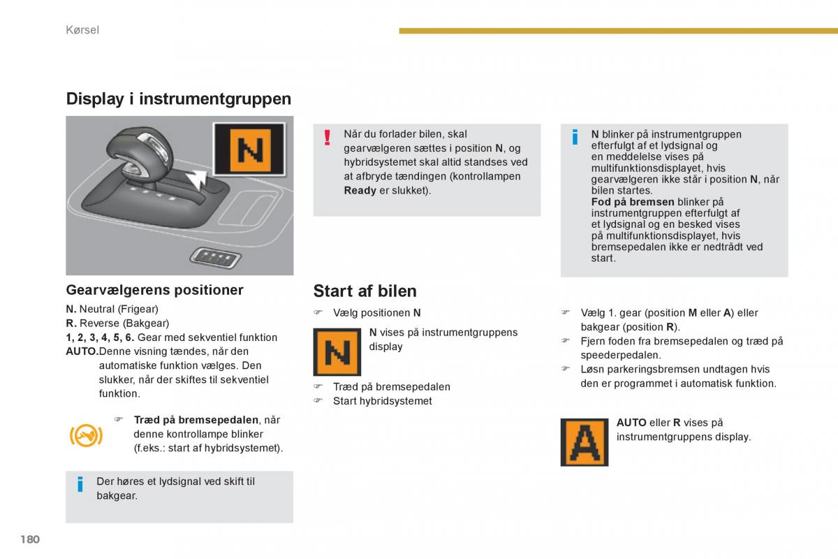 Peugeot 3008 Hybrid Bilens instruktionsbog / page 182