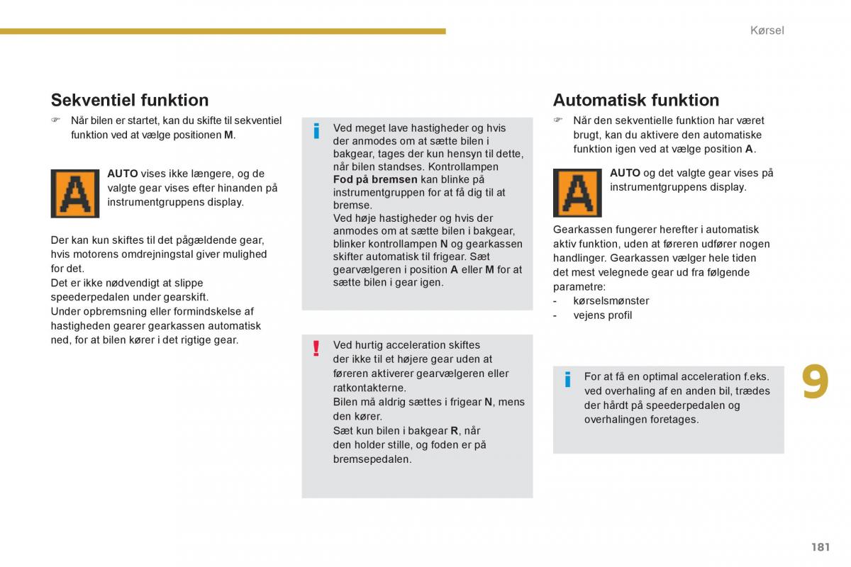 Peugeot 3008 Hybrid Bilens instruktionsbog / page 183