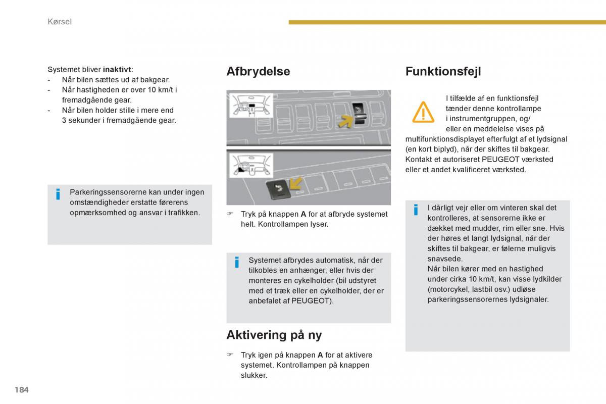 Peugeot 3008 Hybrid Bilens instruktionsbog / page 186