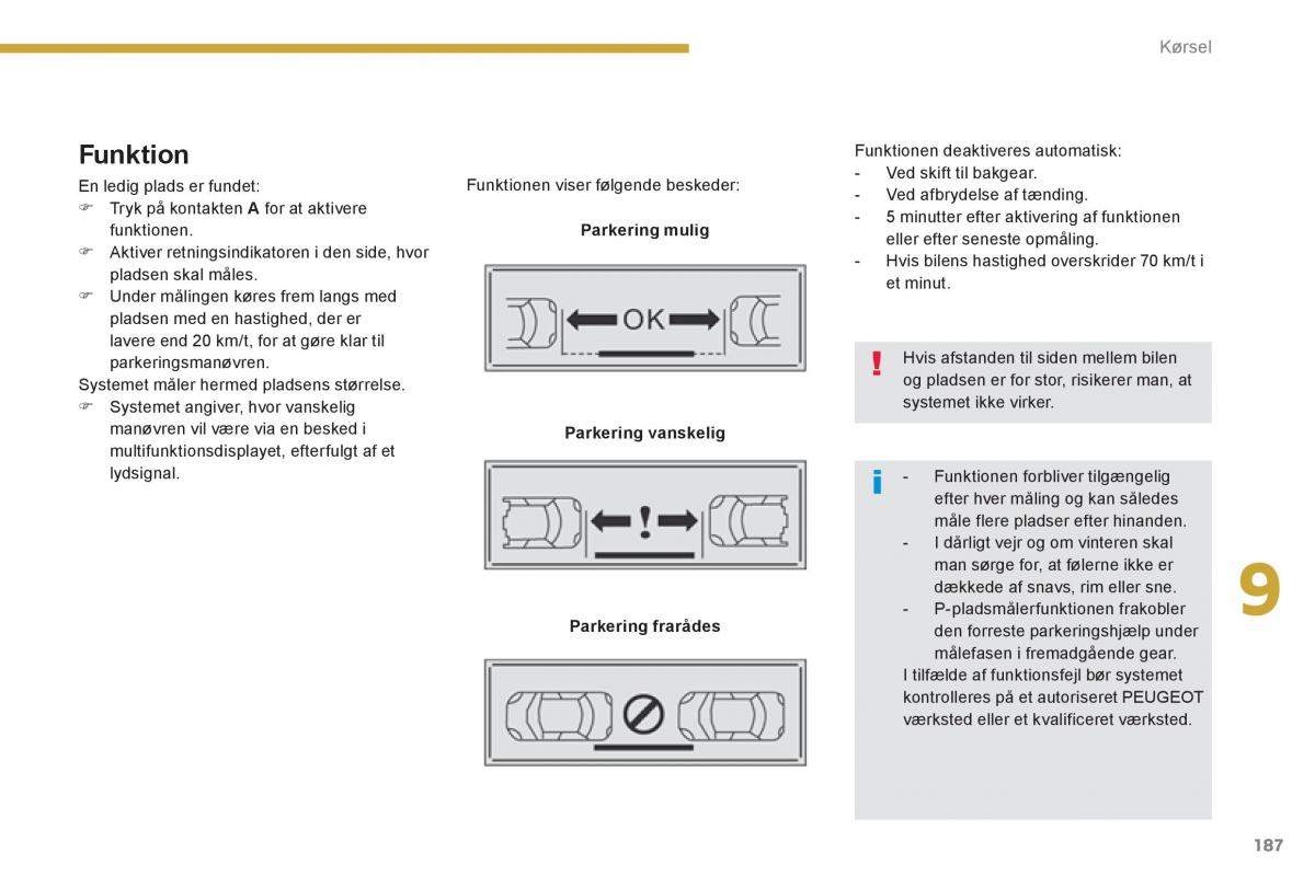 Peugeot 3008 Hybrid Bilens instruktionsbog / page 189