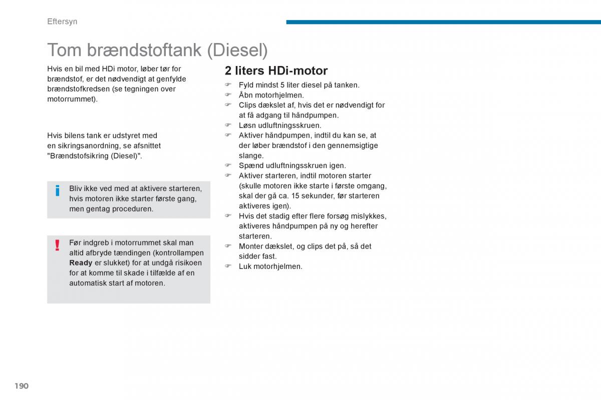 Peugeot 3008 Hybrid Bilens instruktionsbog / page 192