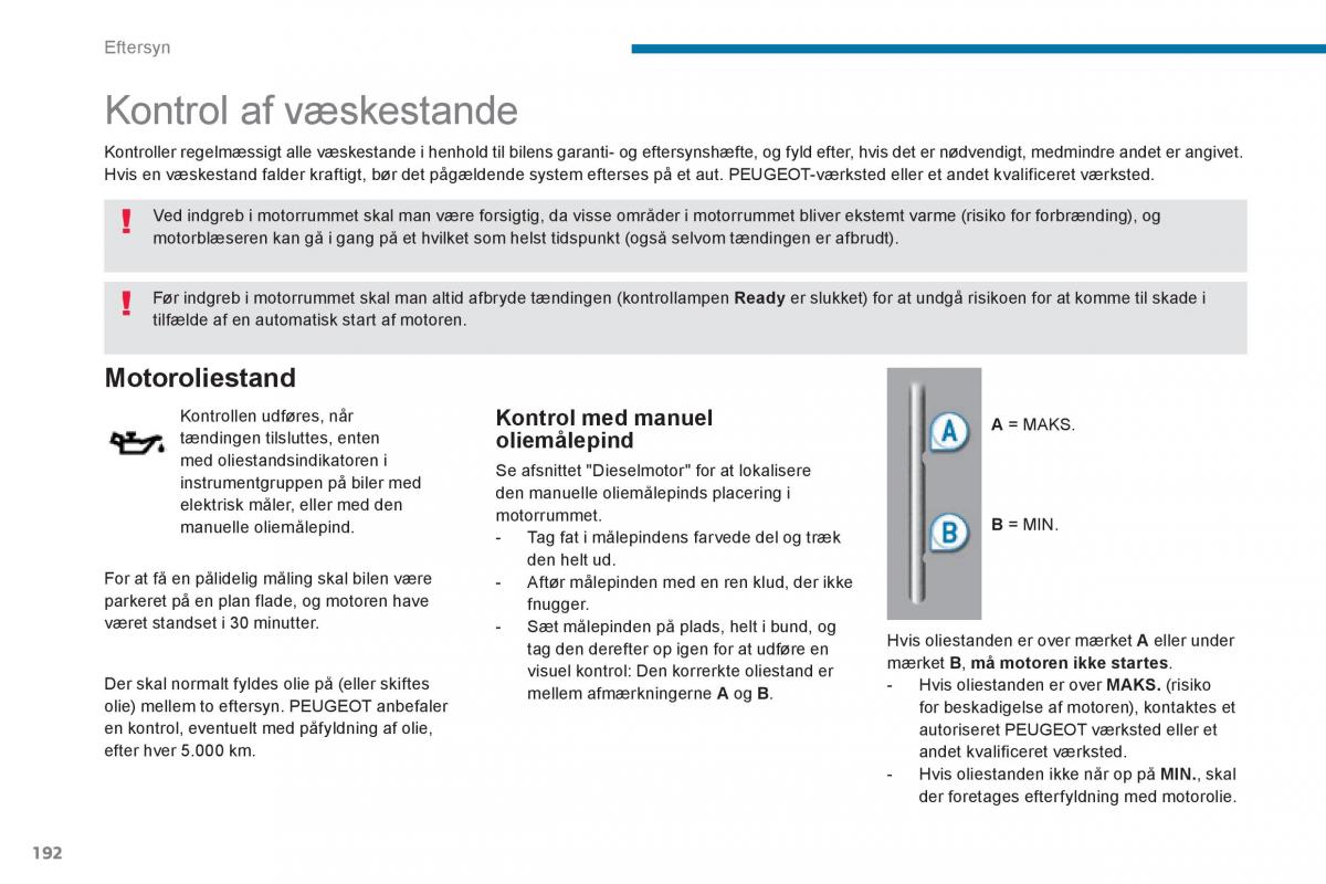 Peugeot 3008 Hybrid Bilens instruktionsbog / page 194