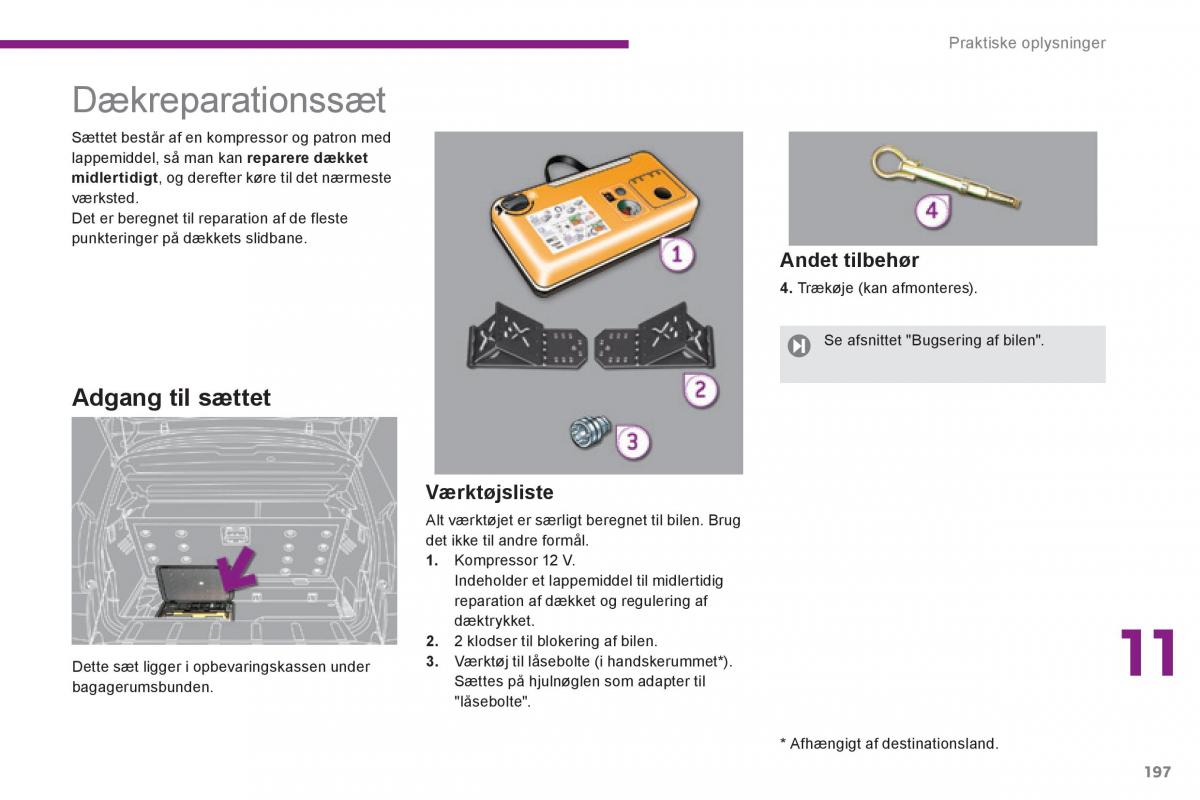 Peugeot 3008 Hybrid Bilens instruktionsbog / page 199