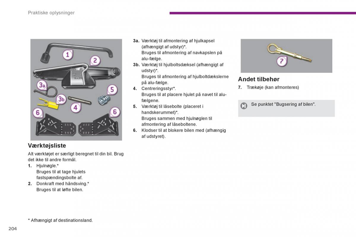 Peugeot 3008 Hybrid Bilens instruktionsbog / page 206