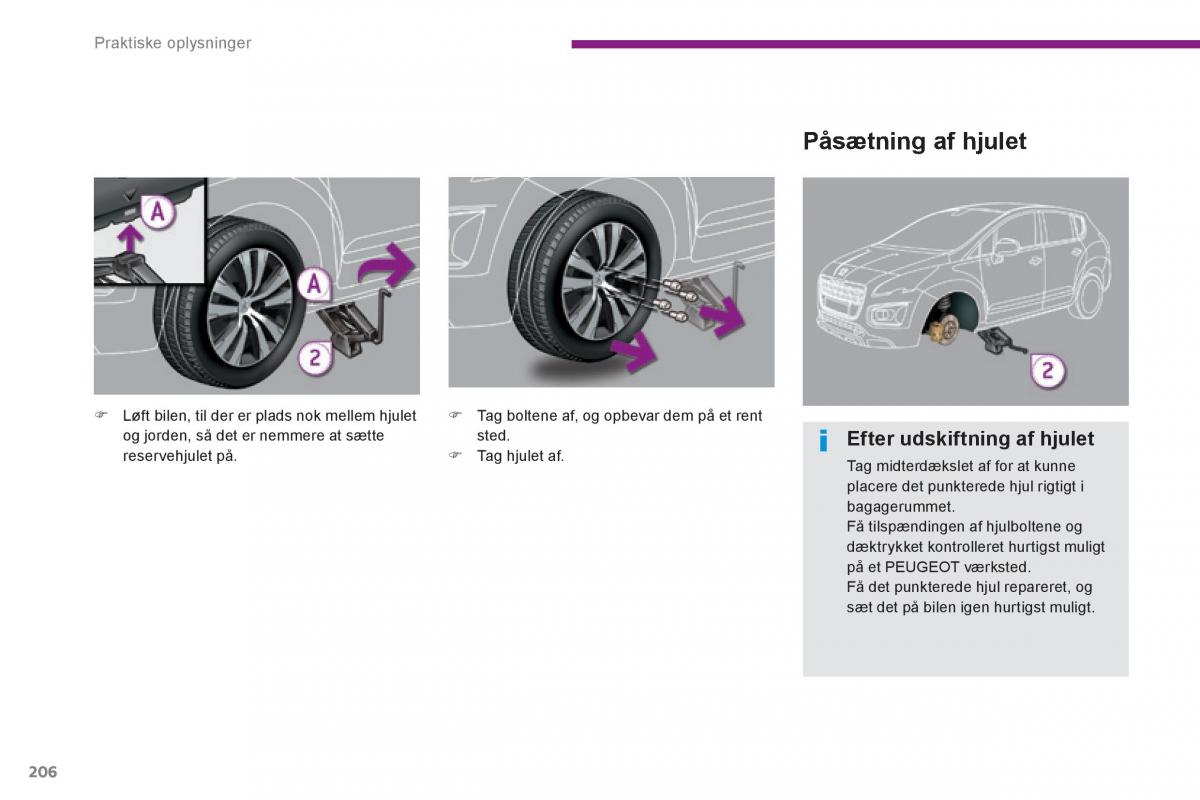 Peugeot 3008 Hybrid Bilens instruktionsbog / page 208