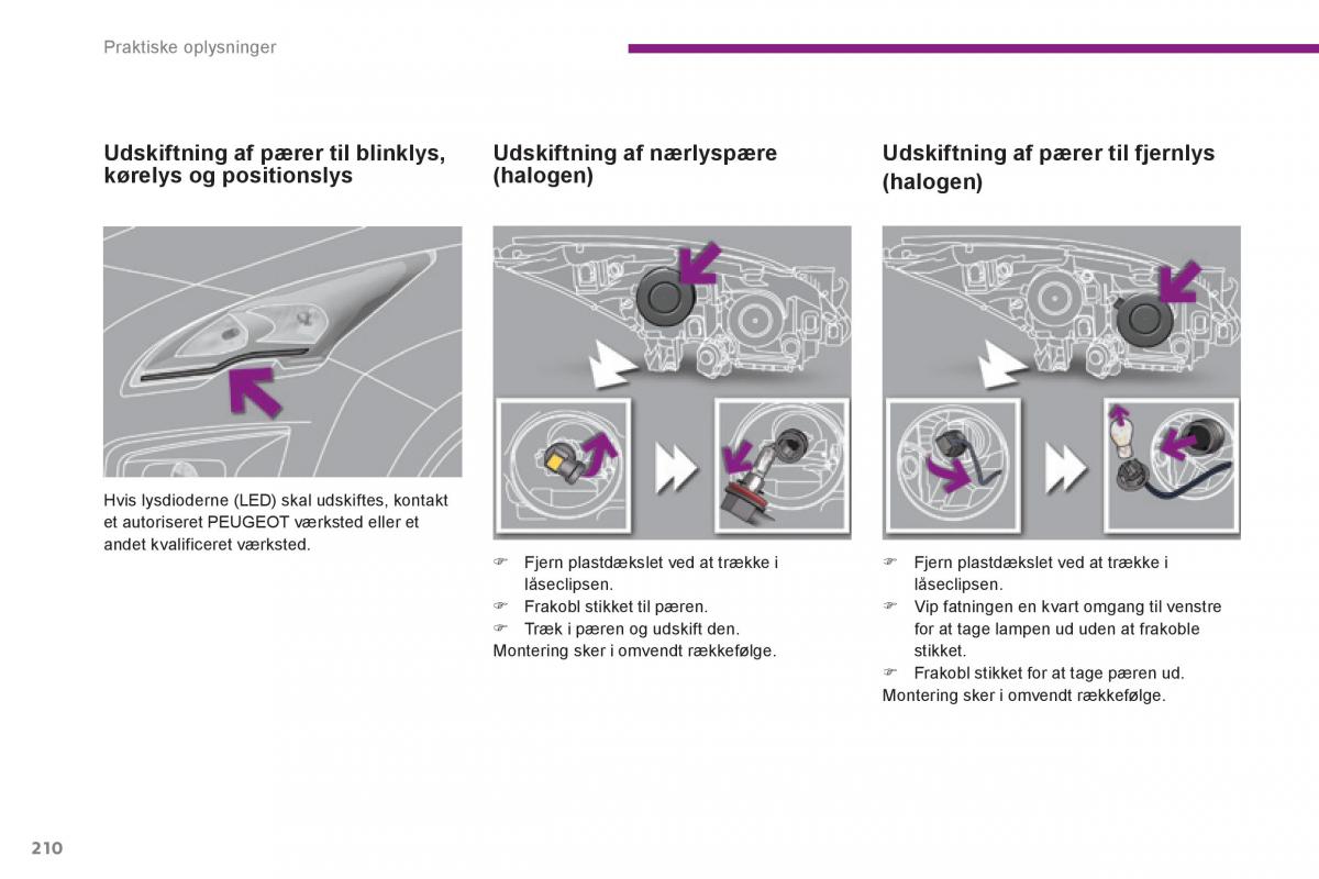 Peugeot 3008 Hybrid Bilens instruktionsbog / page 212