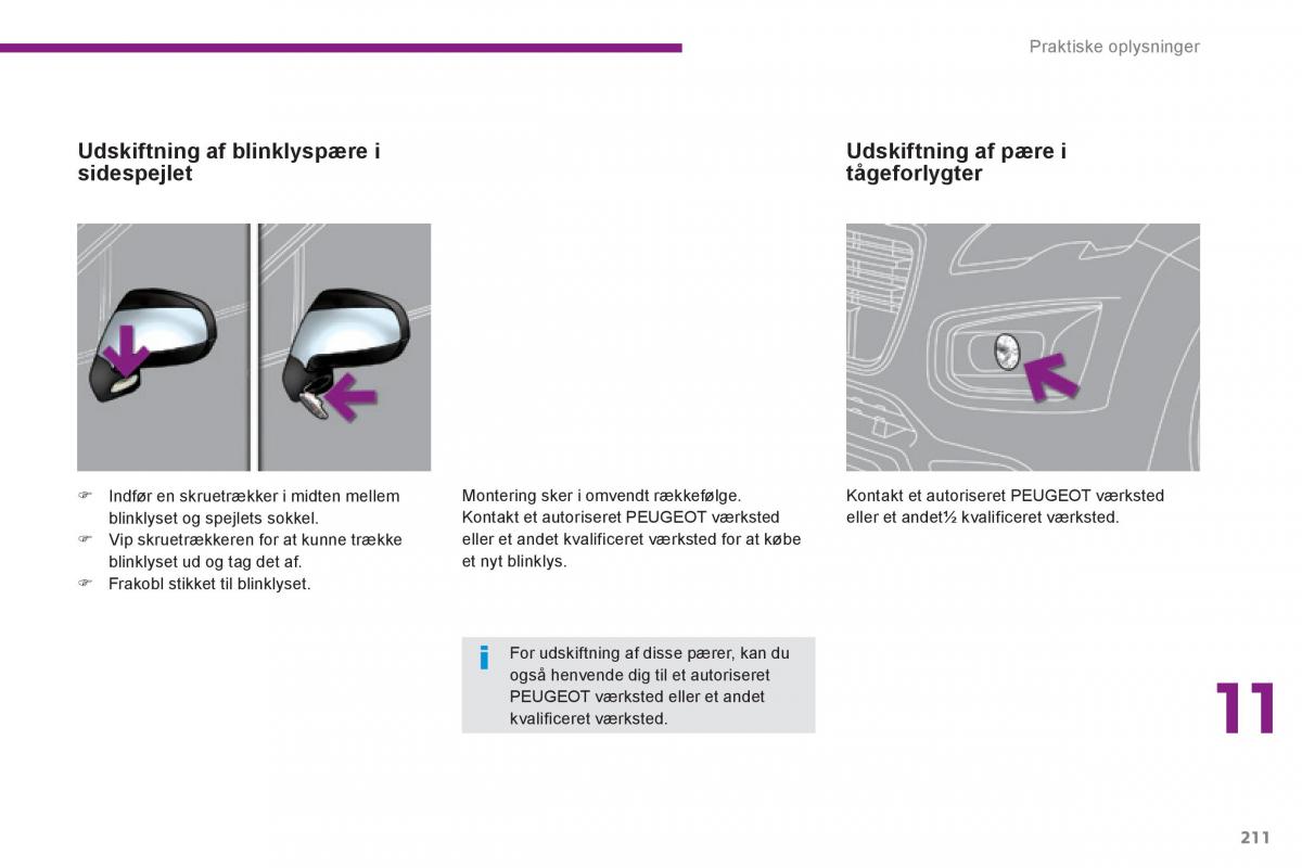 Peugeot 3008 Hybrid Bilens instruktionsbog / page 213