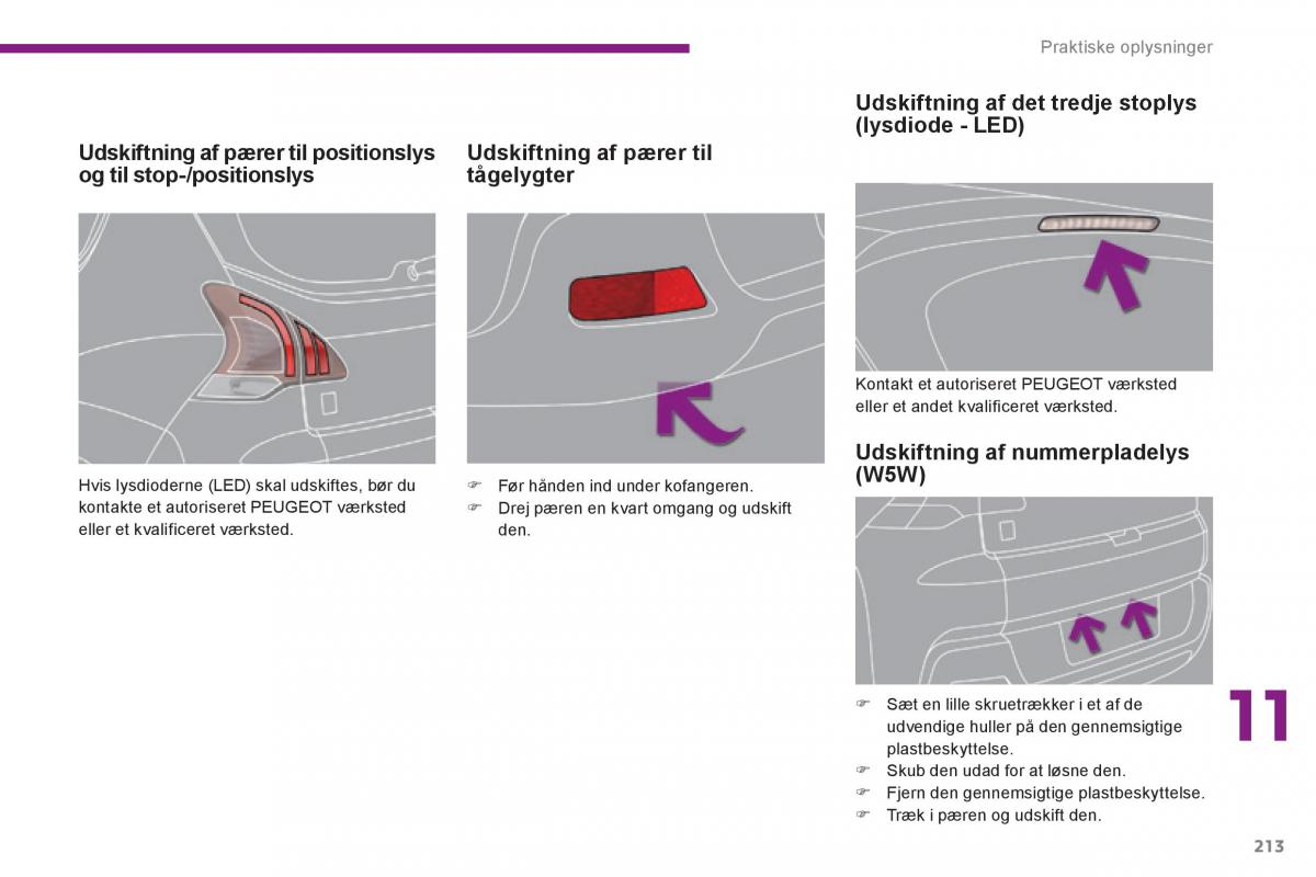 Peugeot 3008 Hybrid Bilens instruktionsbog / page 215