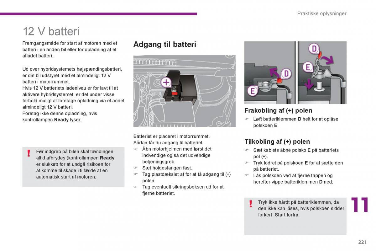 Peugeot 3008 Hybrid Bilens instruktionsbog / page 223