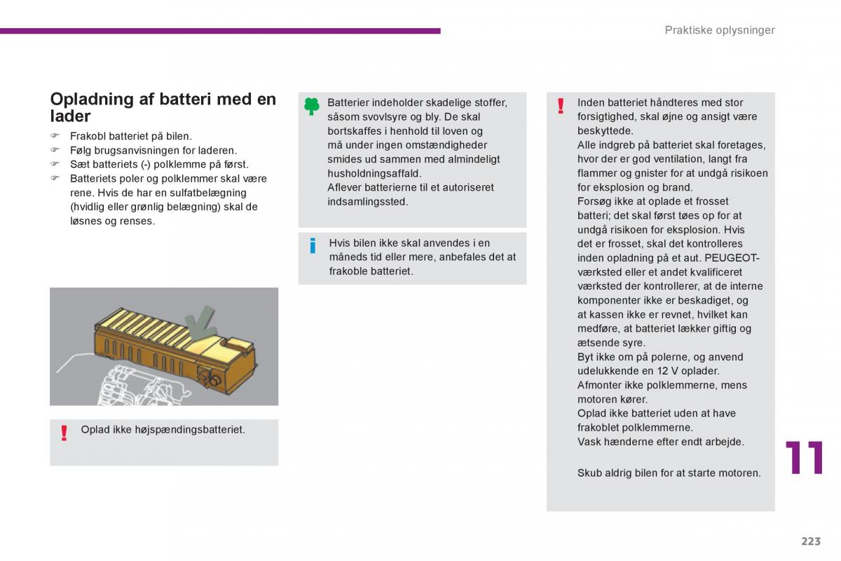 Peugeot 3008 Hybrid Bilens instruktionsbog / page 225