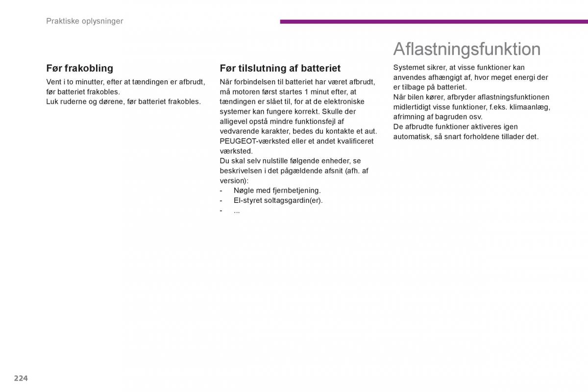 Peugeot 3008 Hybrid Bilens instruktionsbog / page 226