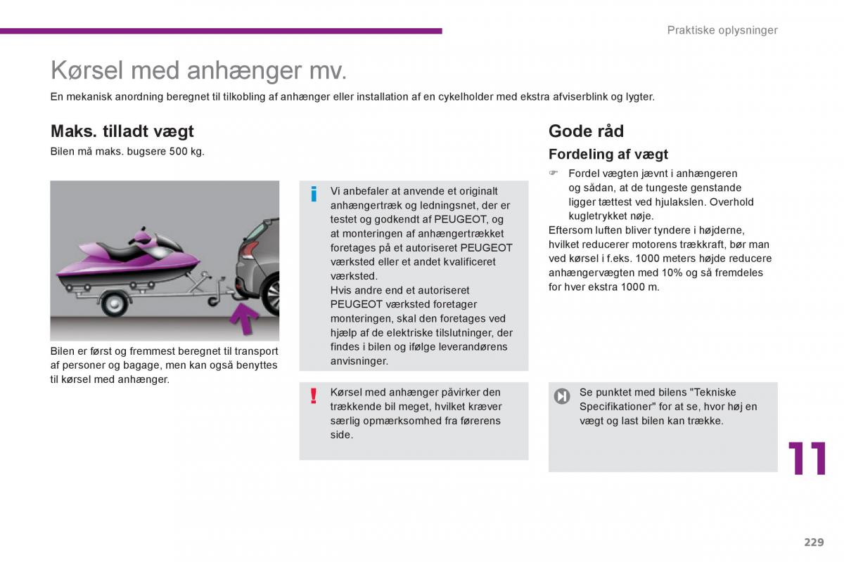 Peugeot 3008 Hybrid Bilens instruktionsbog / page 231