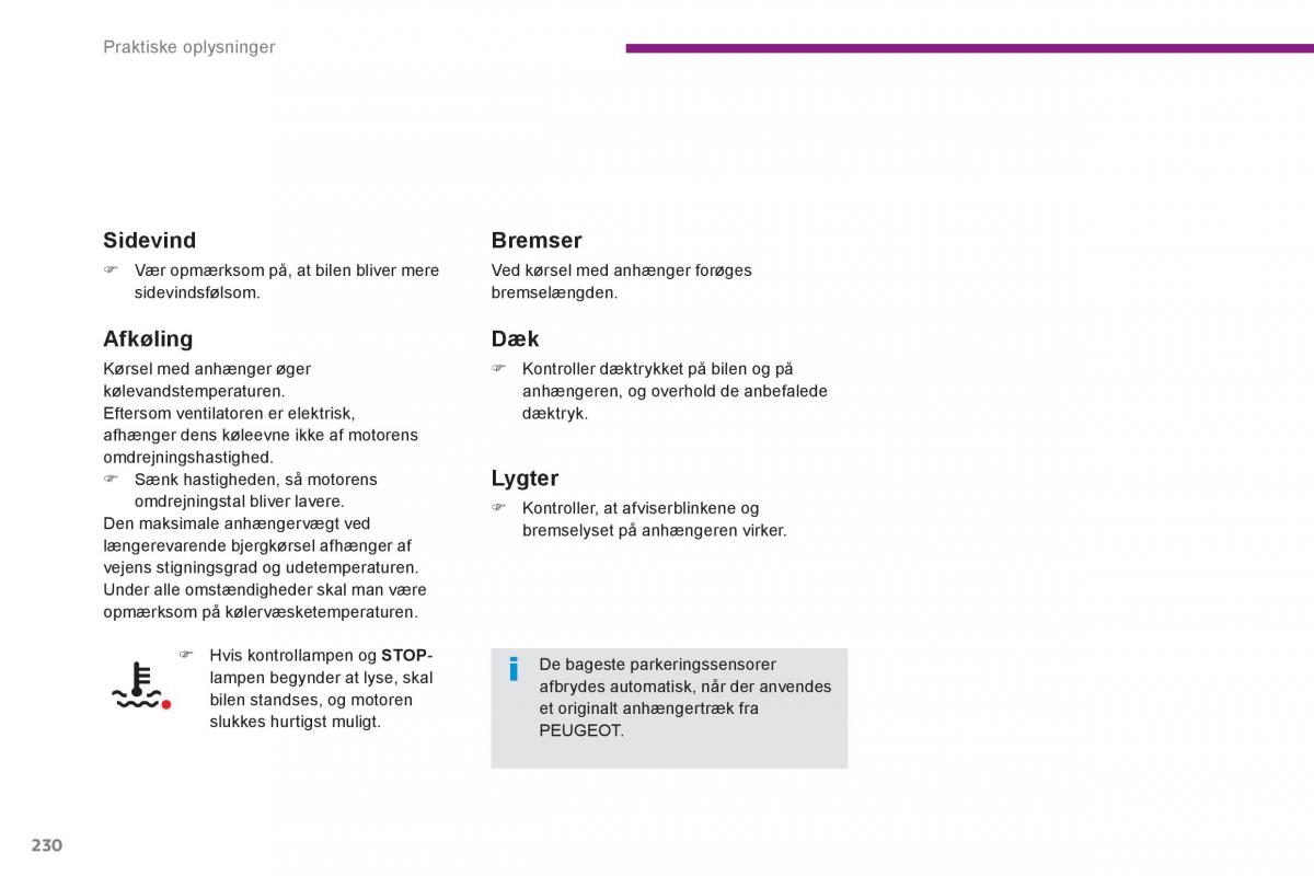 Peugeot 3008 Hybrid Bilens instruktionsbog / page 232